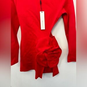 NWT DELFI Collective Red Floral Cut Out Dress XS